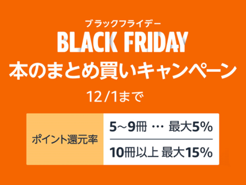 【ブラックフライデー】本のまとめ買いでポイント還元（12/1まで）