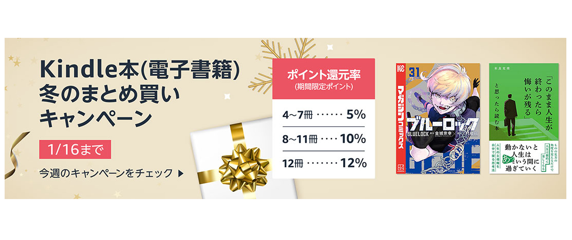 冬のまとめ買いキャンペーンがやって来ました。12冊で12%ポイント還元